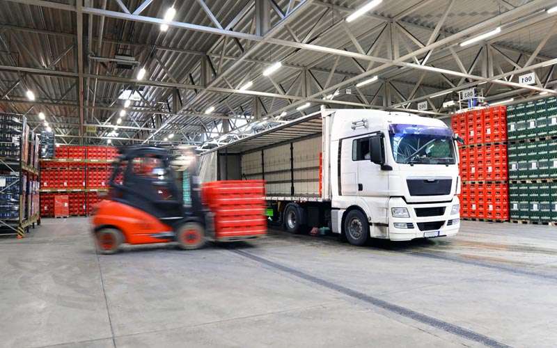 Truck in warehouse